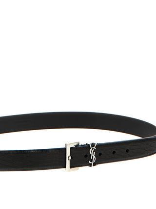 Saint Laurent Black Leather Regular Belt