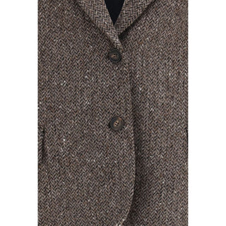 Brunello Cucinelli Brown Wool Oves Aries Biker Jacket