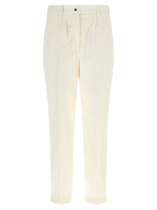 Kiton White Cotton Casual Pants