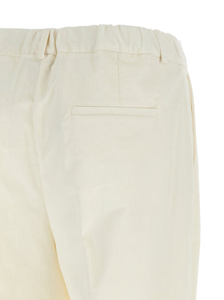 Kiton White Cotton Casual Pants