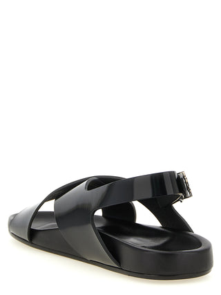 Saint Laurent Black Calfskin Flat Sandals