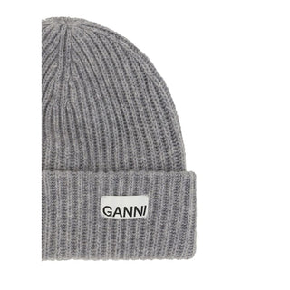 Ganni Gray Wool Beanie
