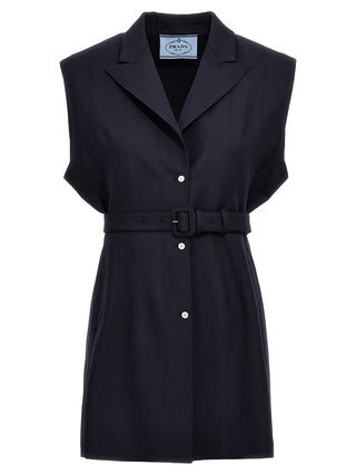 Prada Blue Virgin Wool Sleeveless Jacket