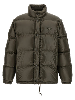 Prada Gray Recycled Polyamide Full-Length Jacket