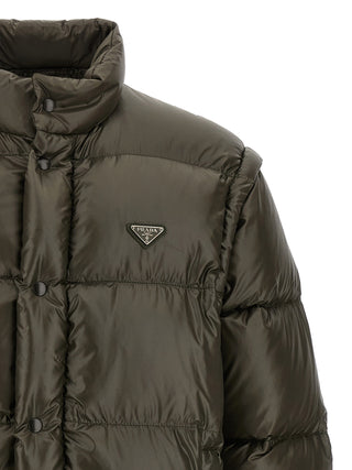 Prada Gray Recycled Polyamide Full-Length Jacket