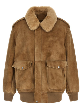 Prada Beige Lamb Leather Bomber