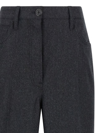 Prada Gray Virgin Wool Casual Pants