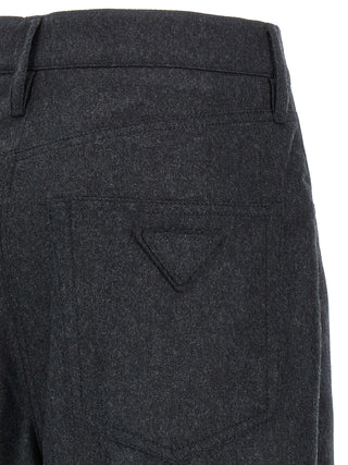 Prada Gray Virgin Wool Casual Pants