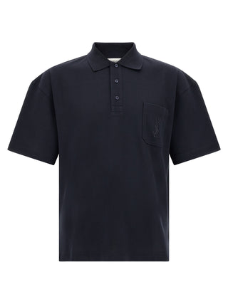 Saint Laurent Blue Cotton Polo Shirt