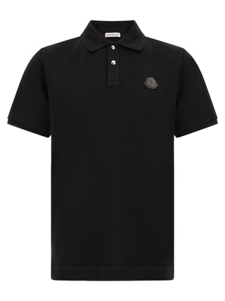 Moncler Black Leather Polo Shirt