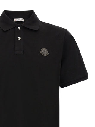 Moncler Black Leather Polo Shirt