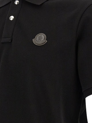Moncler Black Leather Polo Shirt