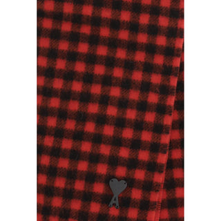 Ami Paris Ami de Coeur Checked Wool Scarf