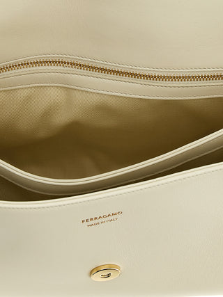 Ferragamo White Calfskin Shoulder Bag