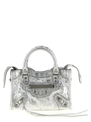 Balenciaga Silver Lamb Leather Crossbody Bag