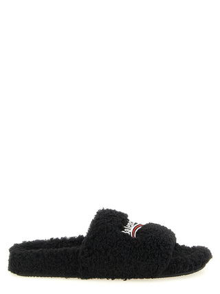 Balenciaga Black Polyester Slides