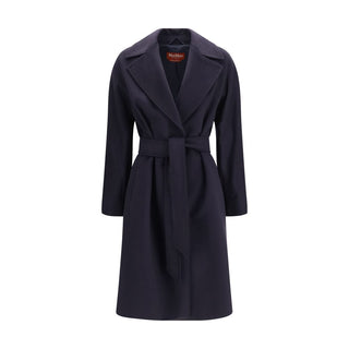 Max Mara Studio Peak Lapel Belted Wool Coat