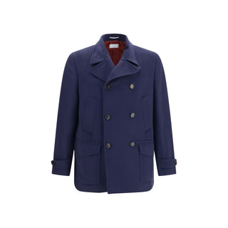 Brunello Cucinelli Blue Wool Oves Aries Coat