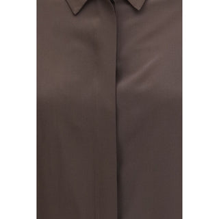 Lardini Brown Silk Dress Shirt