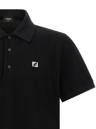 Fendi FF Metallic Logo Cotton Polo Shirt