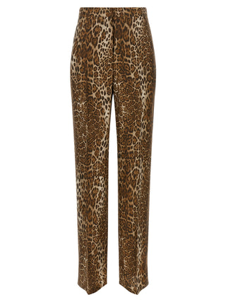 Max Mara Studio Romana Animal Print Silk Trousers
