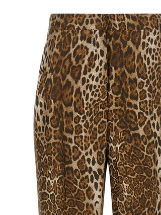 Max Mara Studio Romana Animal Print Silk Trousers