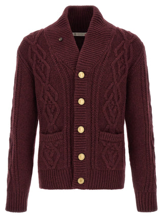 Brunello Cucinelli Bordeaux Cashmere Cardigan