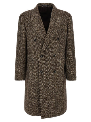 Tagliatore Brown Wool Coat