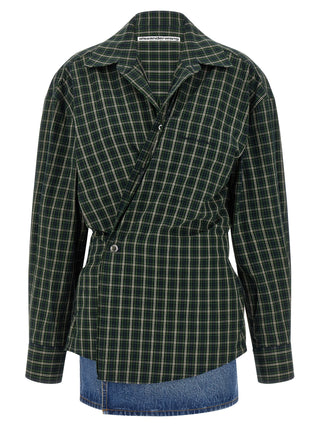 Alexander Wang Layered Poplin and Denim Mini Dress