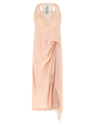 Maison Margiela Lace-Trimmed Silk Blend Slip Dress