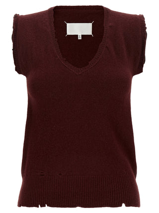 Maison Margiela Bordeaux Virgin Wool Sleeveless Jacket