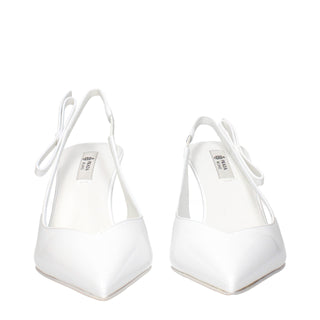 Prada White Leather High Heel Pumps