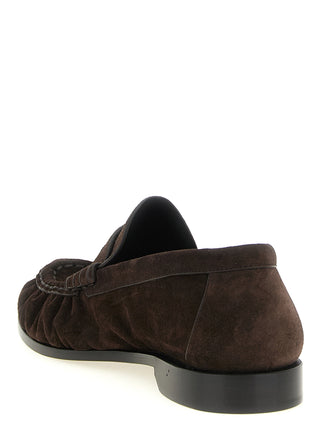 Saint Laurent Brown Calfskin Slip-On Loafers