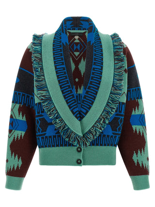 Alanui Blue Virgin Wool Cardigan