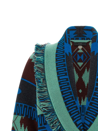 Alanui Blue Virgin Wool Cardigan
