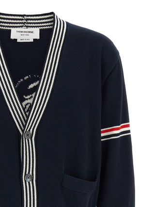 Thom Browne Blue Cotton Cardigan