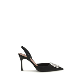 Amina Muaddi Camelia Satin Slingback Pumps