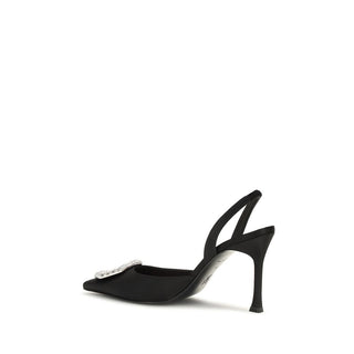 Amina Muaddi Camelia Satin Slingback Pumps