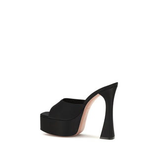 Amina Muaddi Dalida Leather Platform Sandals