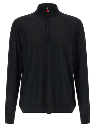 Kiton Mock Neck Half-Zip Wool Sweater