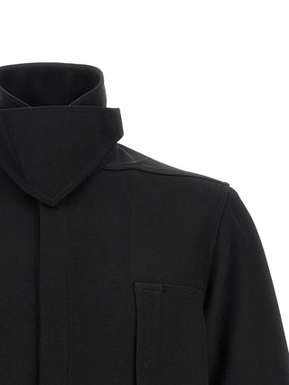 Rick Owens Black Cotton Full-Length Jacket