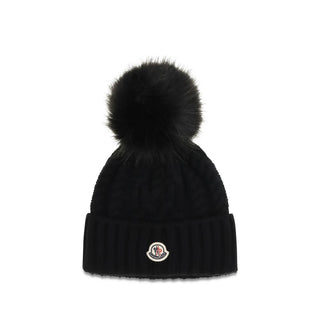 Moncler Black Wool Oves Aries Beanie