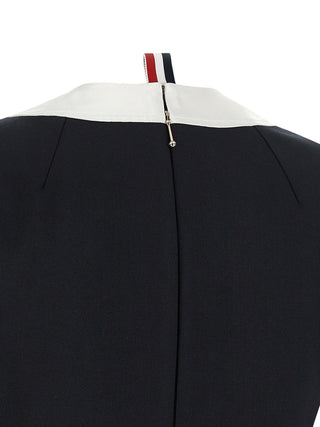 Thom Browne Blue Virgin Wool Midi Dress