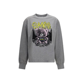 Ganni Gray Cotton Sweatshirt