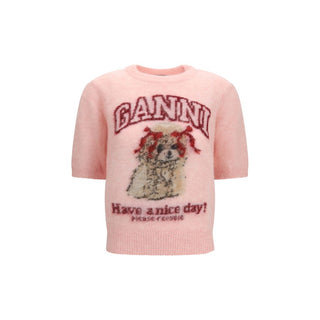 Ganni Graphic Alpaca Blend Knit T-Shirt