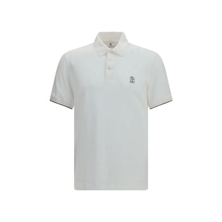 Brunello Cucinelli White Cotton Polo Shirt