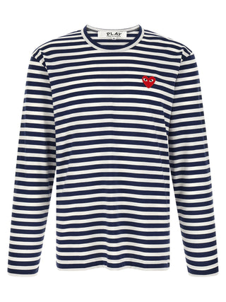 Comme Des Garçons Play Striped Long Sleeve Cotton T-Shirt