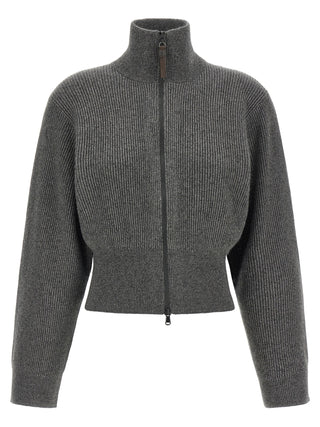 Brunello Cucinelli Ribbed Cashmere Zip Cardigan