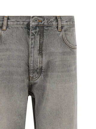 Off-White Gray Cotton Relaxed Fit Jeans