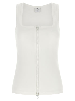 Courrèges Ribbed Cotton Zip Tank Top